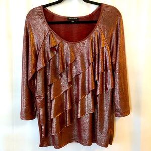 Ruffled shimmery blouse with sequins